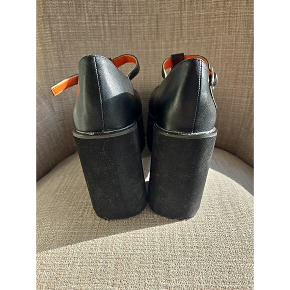 HOT TOPIC Pumpkin Platforms Shoes Jack O'Lantern Mary Jane Goth Platforms Sz 10 - Picture 4 of 5